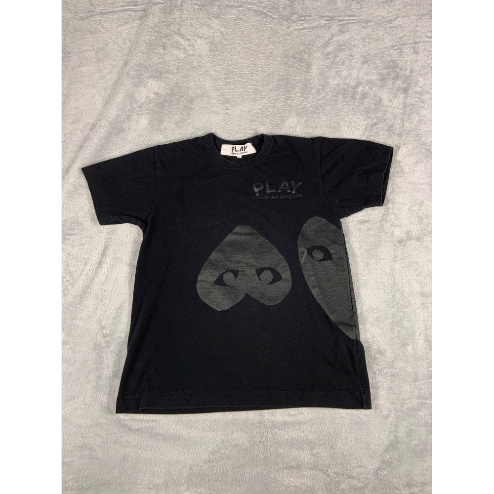 Play Comme Des Garçons T-Shirt Mens S Black Crew Neck Short Sleeve